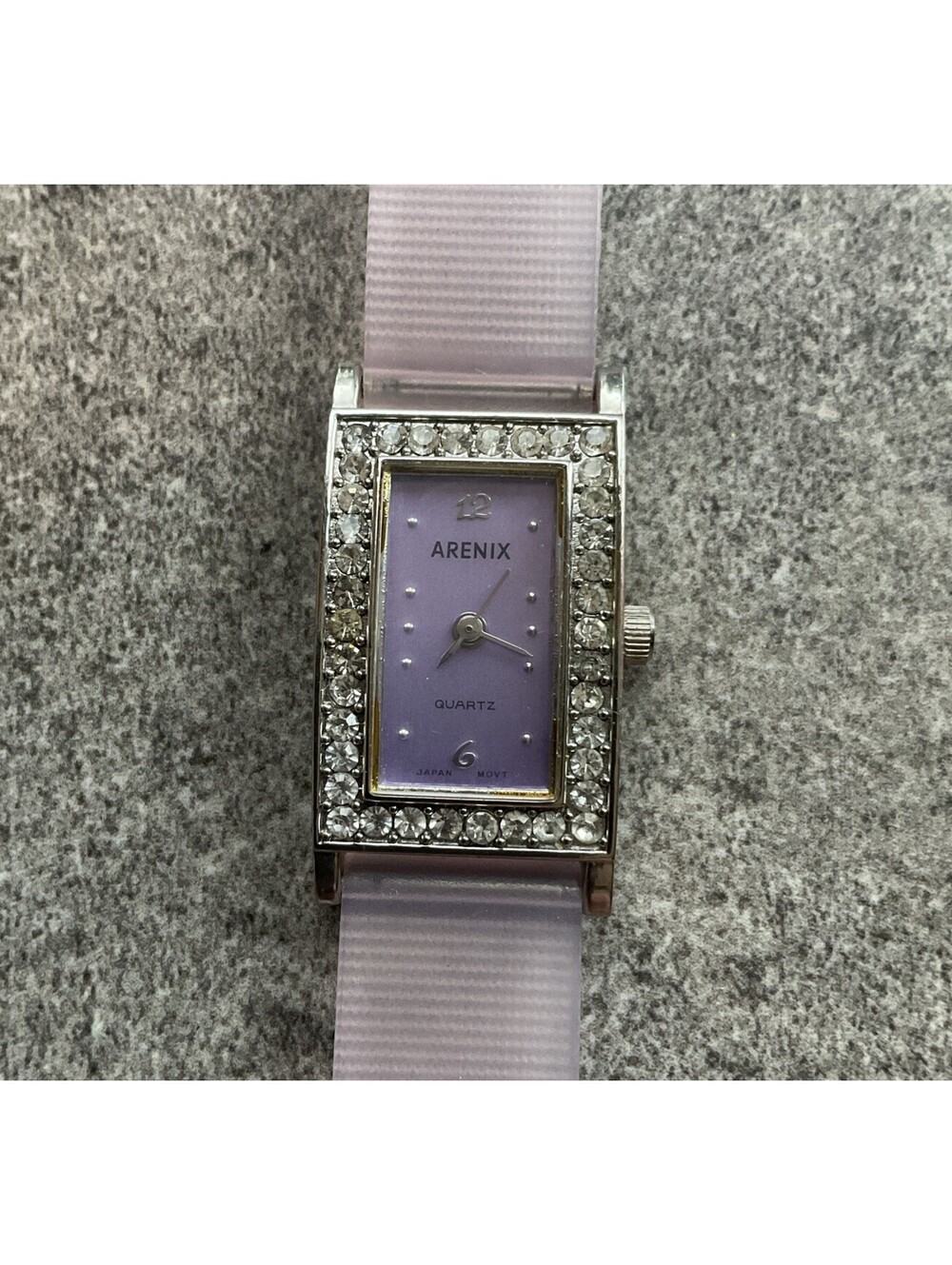 Arenix Womens Tank Style Watch 18mm Silver Tone Case Crystal Accents Bezel B-J
